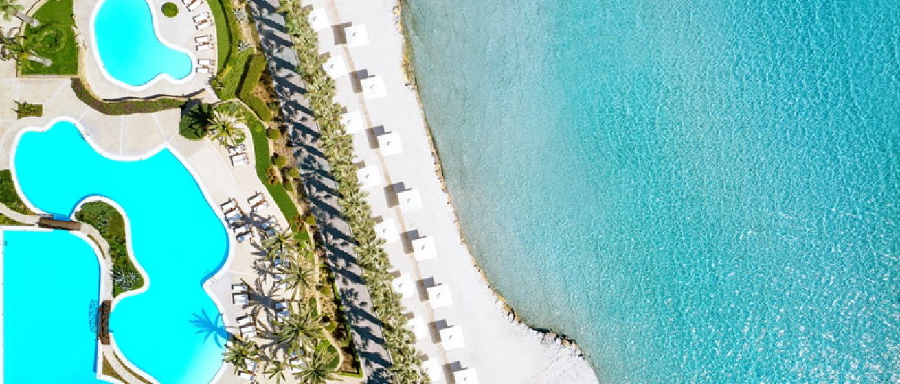 Pool and Beach Aerial View, Sani Beach