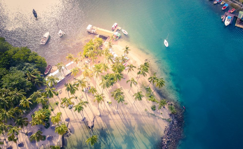 Aerial View of Marigot Bay, St Lucia